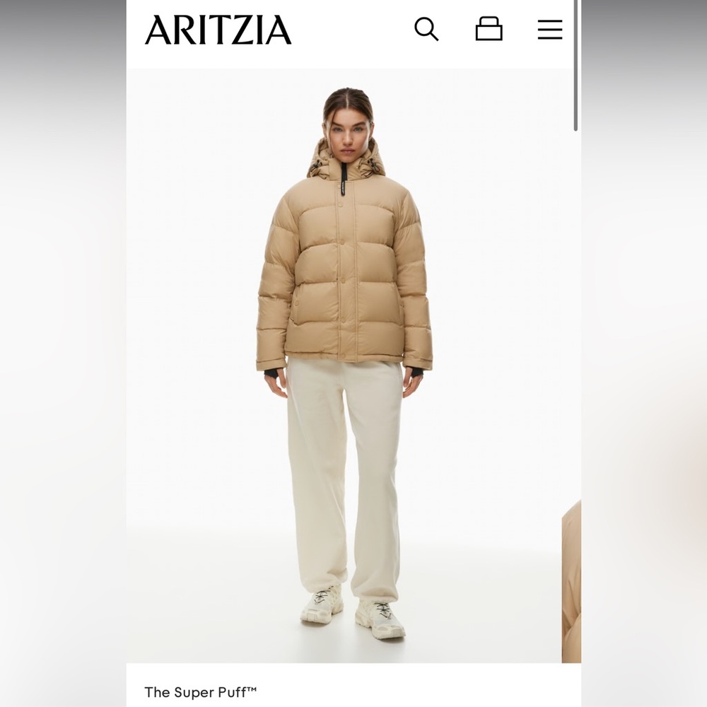 Aritzia Super Puff Puffer Jacket Oxford Tan x-small